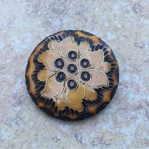 Vintage Floral Art Piece Polish Wood Handcrafted Carved Flower Wood